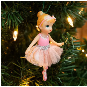 Ballerina Christmas Ornament Little Girl Pink Tutu & Leotard Silver Accents New